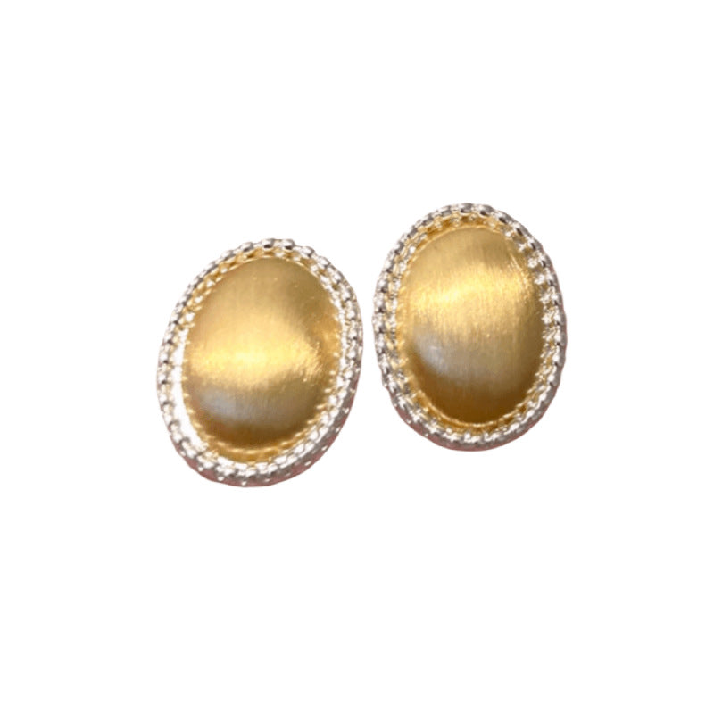 Elliptical metal brushed earrings, niche, luxurious, high-end, and stylish earrings